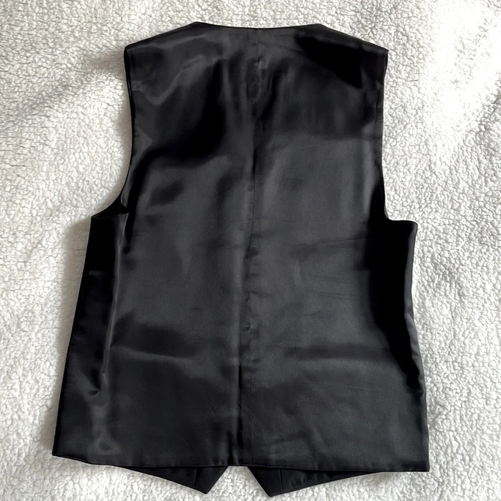 Mens Black Wool Dress Vest, S